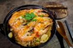 Baked Shrimp Vermicelli Stock Photo