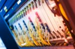 Fiber Optic With Servers In A Technology Data Center Stock Photo