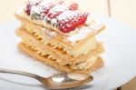 Napoleon Strawberry Cake Dessert Stock Photo