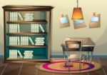 Cartoon  Illustration Interior Library Room With Separated Layers Stock Photo