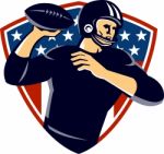 American Quarterback Football Player Passing Shield Stock Photo