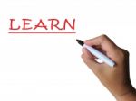 Learn On Whiteboard Shows Hard Study Or Teaching Stock Photo