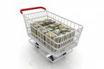 Shopping Cart With Dollars Inside Stock Photo