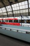 The Train At The Platform In Amsterdam Stock Photo