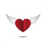 Heart With Wings Love Flat Design Icon  Illustration Stock Photo