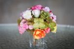 Bouquet Of Fabric Flowers Stock Photo