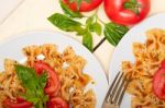 Italian Pasta Farfalle Butterfly Bow-tie And Tomato Sauce Stock Photo