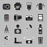 Camera And Accessory Icon Sticker Set  Illustration Stock Photo