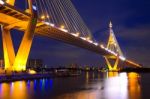 Bhumibol Suspension Bridge In Thailand Stock Photo