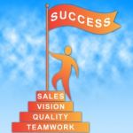 Success Flag Indicates Successful Progress And Winning Stock Photo