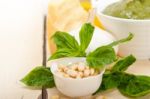 Italian Basil Pesto Sauce Ingredients Stock Photo