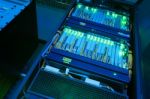 Fiber Optic With Servers In A Technology Data Center Stock Photo