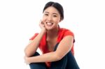 Pretty Asian Girl Smiling Heartily Stock Photo