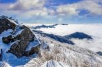 Seoraksan Mountains Is Covered By Morning Fog In Winter, Korea Stock Photo