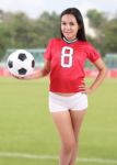 Woman And Soccer Stock Photo