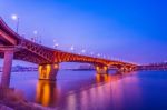 Seongsu Bridge At Night In Seoul,korea Stock Photo