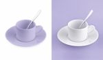 Cup On White & Purple Background Stock Photo