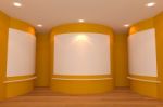 Yellow Room With Gallery Stock Photo