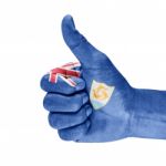 Flag Of Anguilla On Thumb Up Hand Stock Photo