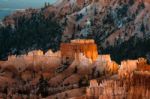 First Rays Of The Sun Striking Bryce Canyon Stock Photo