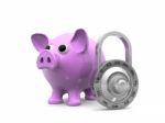 Piggy Bank With Lock Stock Photo