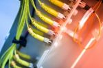 Fiber Optic With Servers In A Technology Data Center Stock Photo