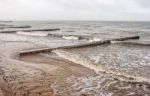 Breakwater Covered By Ice Stock Photo