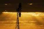 Australian Windmill In The Countryside Stock Photo