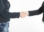 Handshaking business people Stock Photo