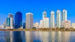 Business Buildings Area And Office, Cityscape At Twilight Stock Photo