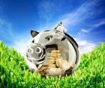 Piggy Bank Concept, Of Saving Money With Environmentally Stock Photo