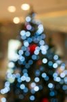 Abstract Of Christmas Tree Light Bokeh For Background Stock Photo