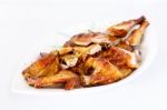 Grilled Chicken On Dish Stock Photo