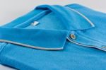 New Men's Polo T-shirt In Blue Color Stock Photo