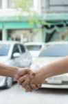 Man And Woman Handshake For Agreement Stock Photo