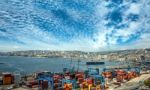 Cranes In A Port Of Valparaiso, Chile Stock Photo