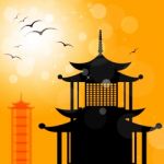 Pagoda Silhouette Indicates Religion Asia And Oriental Stock Photo