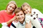 Happy Family In Outdoors Stock Photo