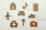 Cardboard Web Icons On White Background Stock Photo