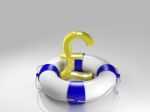 British Pound Sign In The Lifebuoy Stock Photo