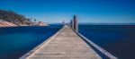 Freycinet Pier By Coles Bay In Tasmania Stock Photo