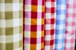 Rolls Of Colorful Fabric Stock Photo