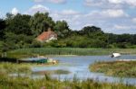 Red Brick House By The River Alde Stock Photo