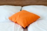 Pillow On A Bed Stock Photo