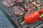 Meat On Barbecue Stock Photo