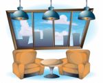 Cartoon  Illustration Interior Office Room With Separated Layers Stock Photo