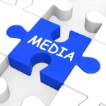 Media Jigsaw Shows Multimedia Newspapers Radio Or Tv Stock Photo