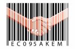 Shaking hands With Bar Code Stock Photo