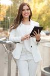 Tablet Computer Woman Stock Photo