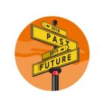 Past 2018 And Future 2019 Signpost Retro Stock Photo